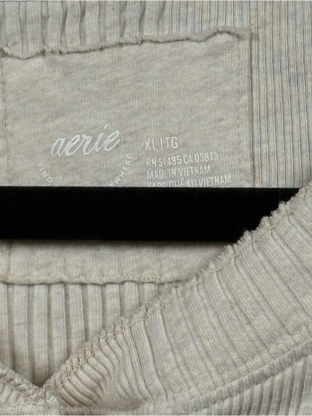 Y2K Aerie Cream Ribbed Henley Long Sleeve Top - Picture 3 of 6